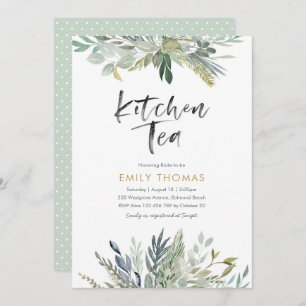 Kitchen Tea Party Invitation Green foliage