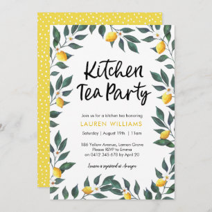 Kitchen Tea Party invitation Lemon tree leaves