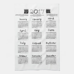 kitchen tea towel fabric theme font 2017 calendar