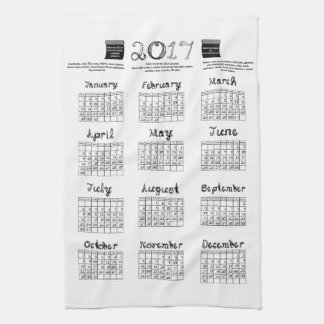 kitchen tea towel fabric theme font 2017 calendar