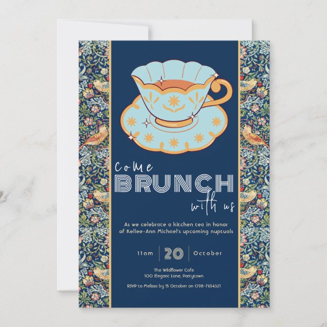 Kitchen Tea William Morris style invitation (Front)