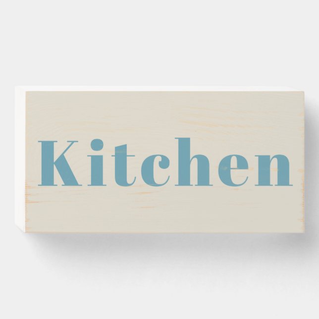 "Kitchen" Teal and Cream|Modern Wooden Box Sign (Front Horizontal)