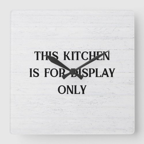 Kitchen Text on Whitewashed Wood Square Wall Clock