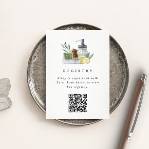Kitchen-Themed Bridal Shower Registry QR Code Enclosure Card