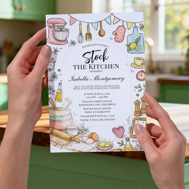 Kitchen Themed Stock The Kitchen Bridal Shower Invitation (Illustrative Kitchen Themed Stock The Kitchen Bridal Shower Invitation)