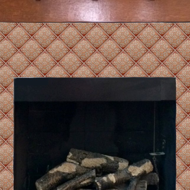  Kitchen tile, Copper and Slate Ceramic Tile (Slate and copper ovate leaf tile on a fireplace)