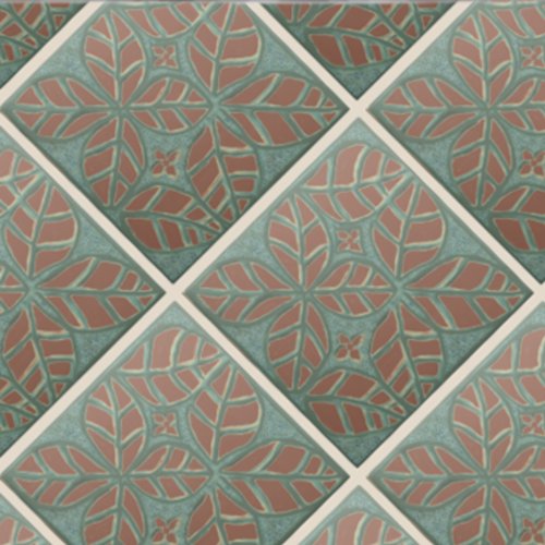  Kitchen tile Green and Rust Ovate leaf Ceramic Tile