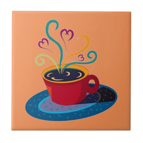 Kitchen Tile Trivet Coffee Cup Love Tea Bar Klatch