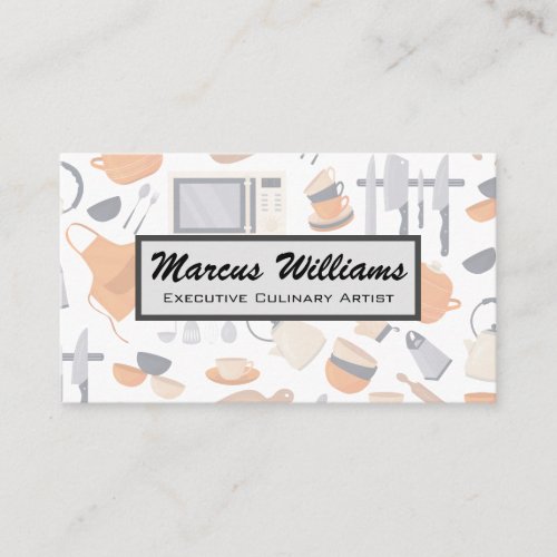 Kitchen Tools and Equipment Pattern Business Card