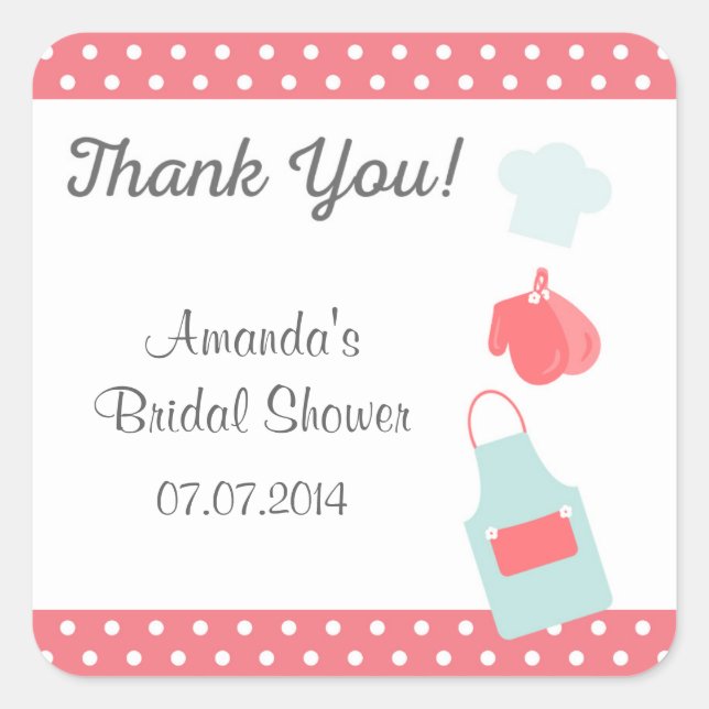 Kitchen Tools Bridal Shower Thank You Stickers (Front)