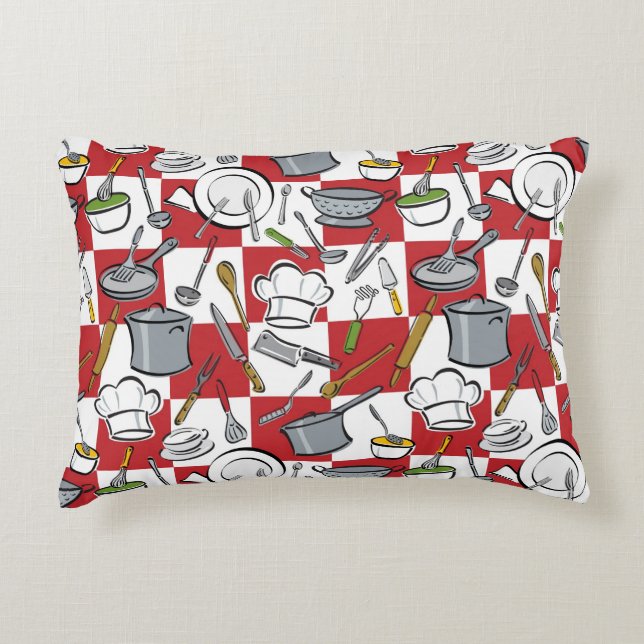 Kitchen Tools Check Accent Pillow (Front)