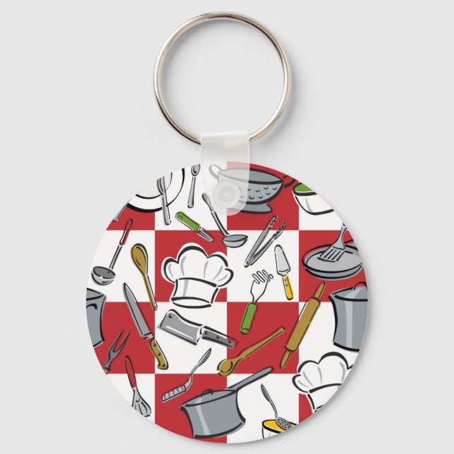Kitchen Tools Checkerboard Keychain (Front)