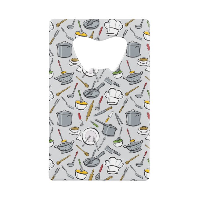Kitchen Tools Pattern Credit Card Bottle Opener (Front)