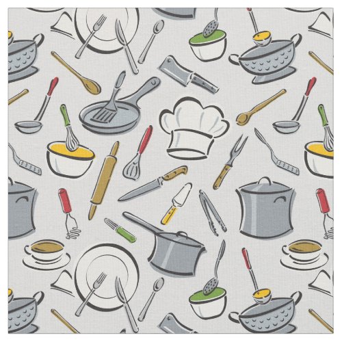 Kitchen Tools Pattern Fabric