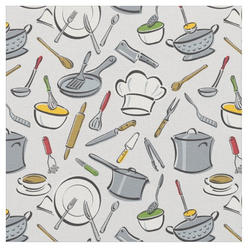 Kitchen Tools Pattern Fabric