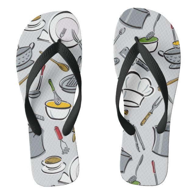 Kitchen Tools Pattern Flip Flops (Footbed)
