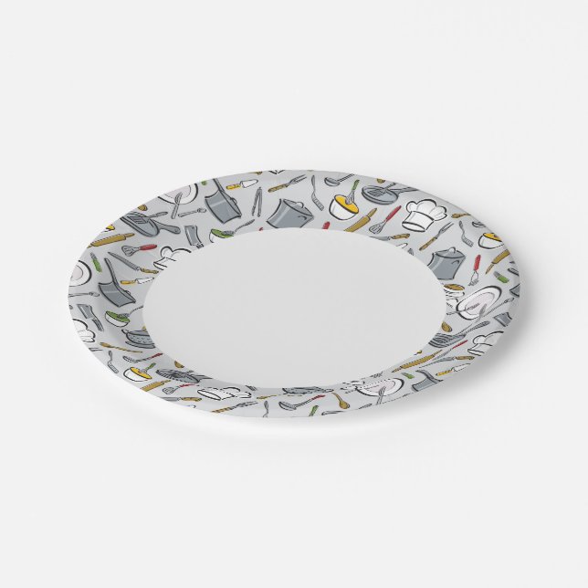 Kitchen Tools Pattern Paper Plates (Angled)