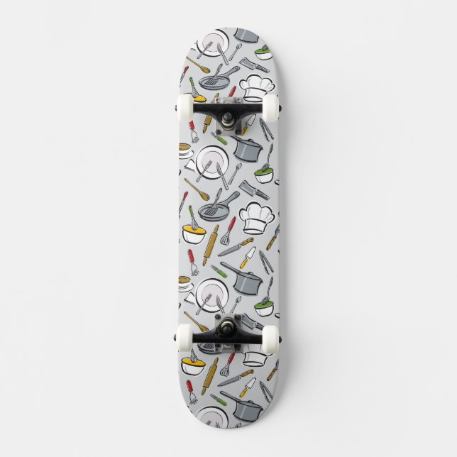 Kitchen Tools Pattern Skateboard Deck (Front)