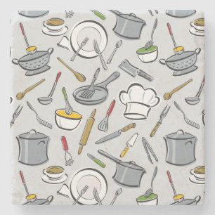 Kitchen Tools Pattern Stone Coaster