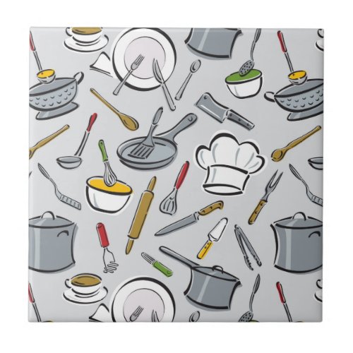 Kitchen Tools Pattern Tile