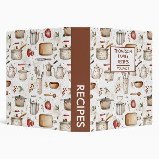 Kitchen tools  Personalized Recipe 3 Ring Binder