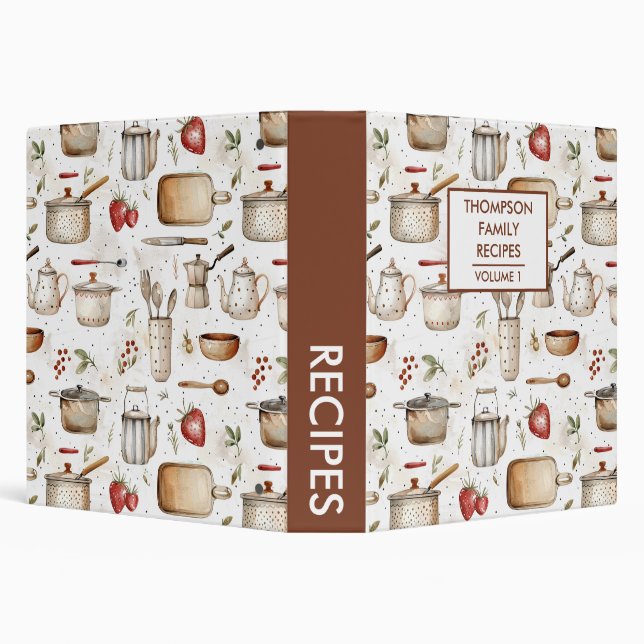 Kitchen tools  Personalized Recipe 3 Ring Binder (Background)