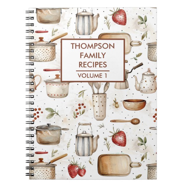 Kitchen tools  Personalized Recipe Notebook (Front)