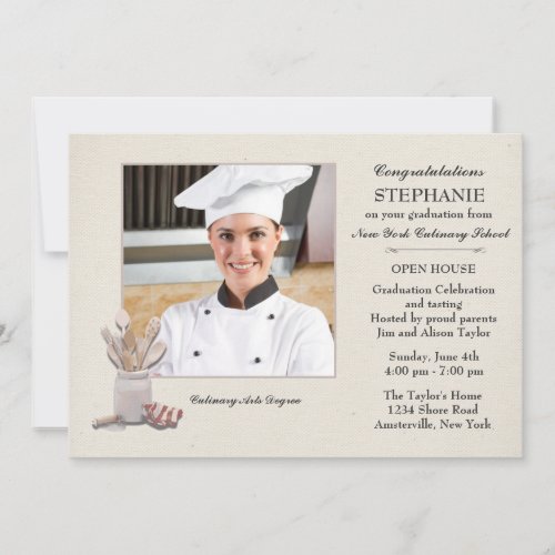 Kitchen Tools Photo Culinary School Graduation Cards