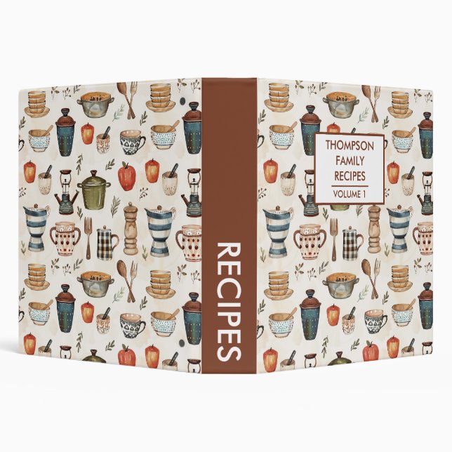 Kitchen tools Rustic Personalized Recipe 3 Ring Binder (Background)