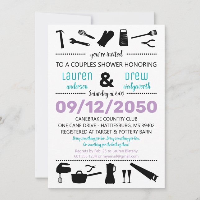 Kitchen & Tools Wedding Couples Shower Invitation (Front)
