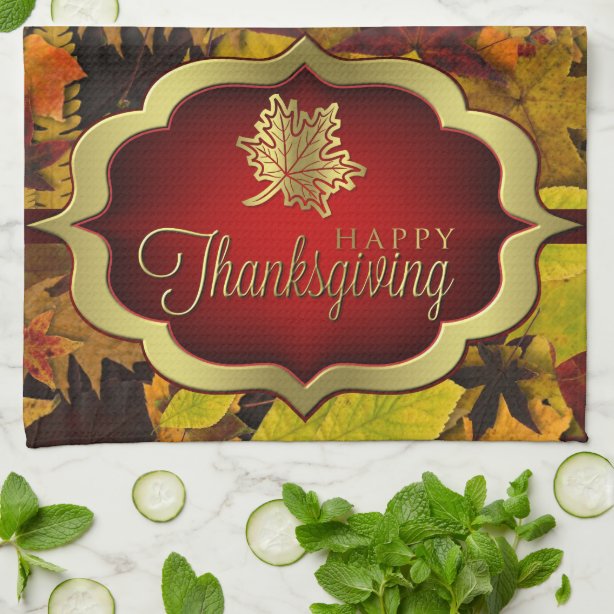 Happy Thanksgiving Kitchen & Hand Towels | Zazzle