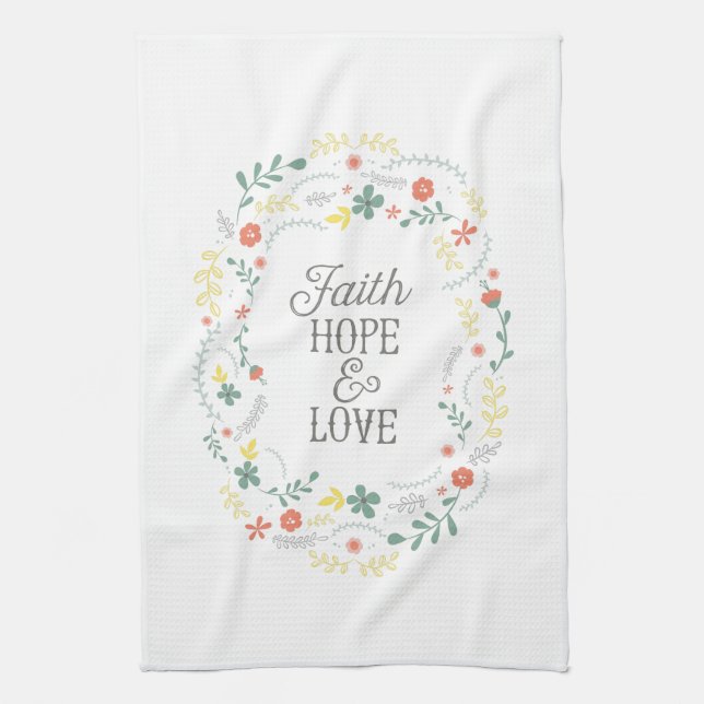 Kitchen Towel Bible Scripture Faith Hope Love (Vertical)