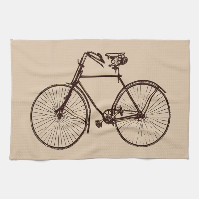 Kitchen towel bicycle bike oatmeal cream (Horizontal)
