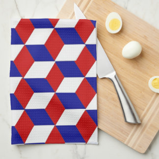 Kitchen Towel - Block illusion, red white and blue