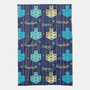 Kitchen Towel "Blue/Gold Dreidels"