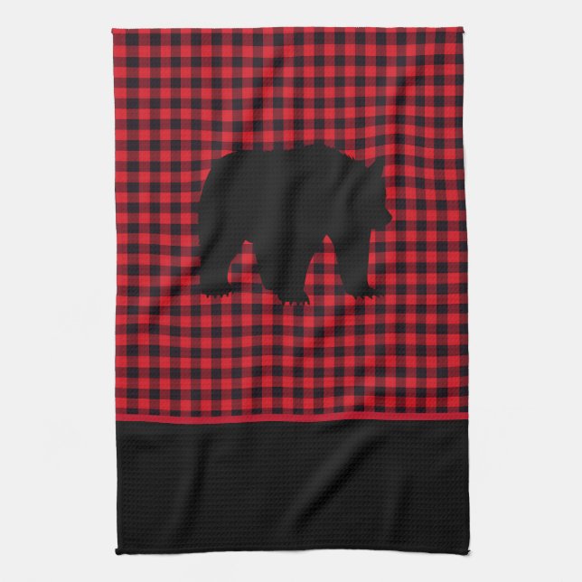Kitchen Towel-Buffalo Plaid-Bear Towel (Vertical)