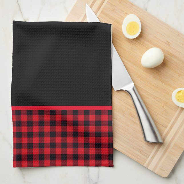 Kitchen Towel-Buffalo Plaid Merry Christmas Kitchen Towel (Quarter Fold)