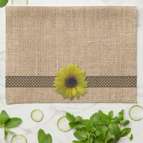 Kitchen Towel _ Burlap and Rain_Drenched Sunflower