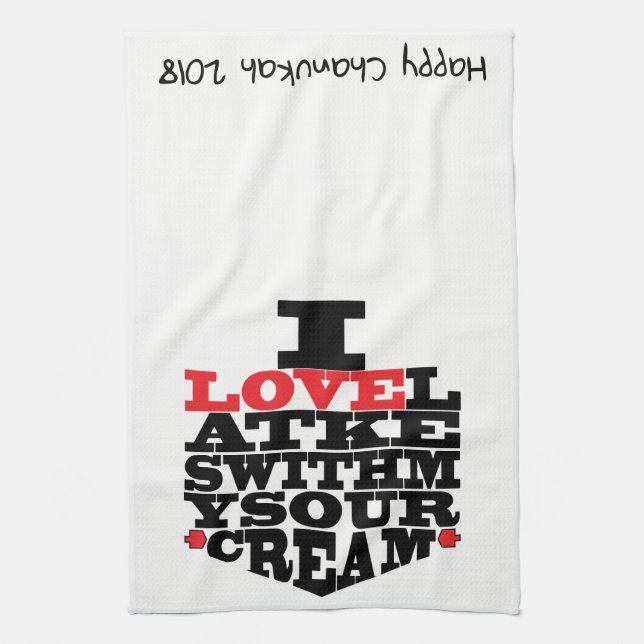 Kitchen Towel "Chanukah/I Love Latkes" (Vertical)