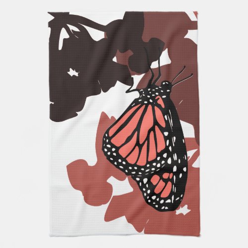 Kitchen Towel _ Coral Colored Monarch Butterfly