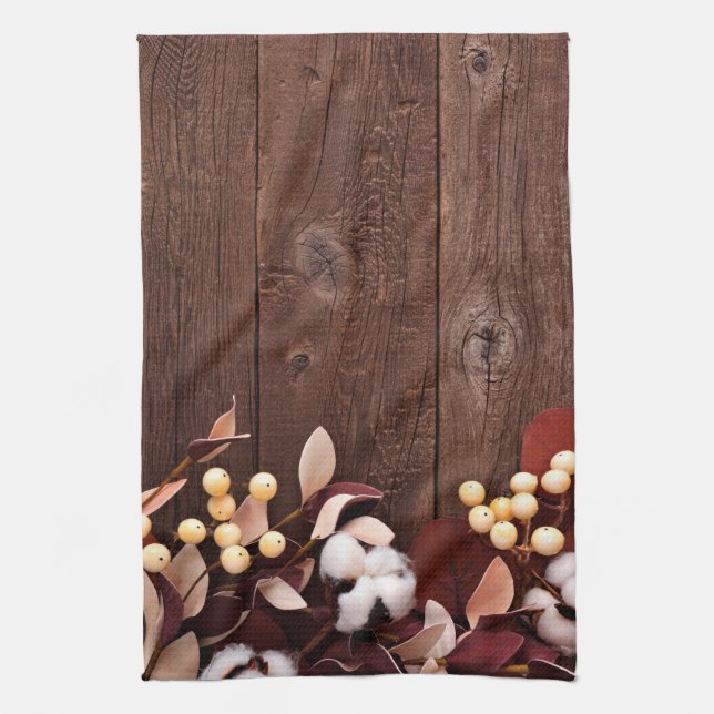 Kitchen Towel Cotton Branch on Dark Wood Stem Coun (Vertical)