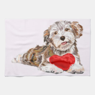 Kitchen Towel Cute Dog with Heart Gift