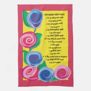 Kitchen Towel "Flowers with Baking Tips"