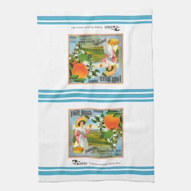 Kitchen Towel - Foot Hills Brand fruit crate label (Vertical)