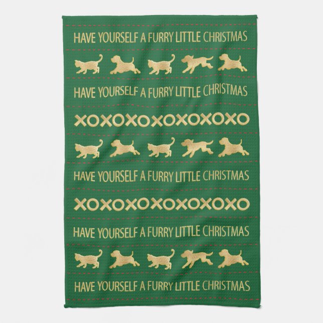 Kitchen Towel "Furry Little Christmas Towel" (Vertical)