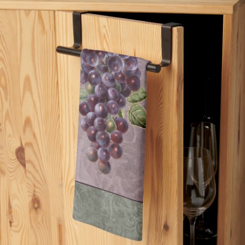 Kitchen Towel Grapes with Floral Backdrop