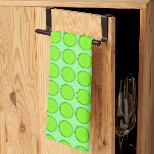 Kitchen Towel - Green Dots on Green Background (Thirds Fold)