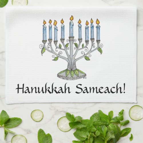 Kitchen Towel _ Hanukkah Chanukah _ Menorah