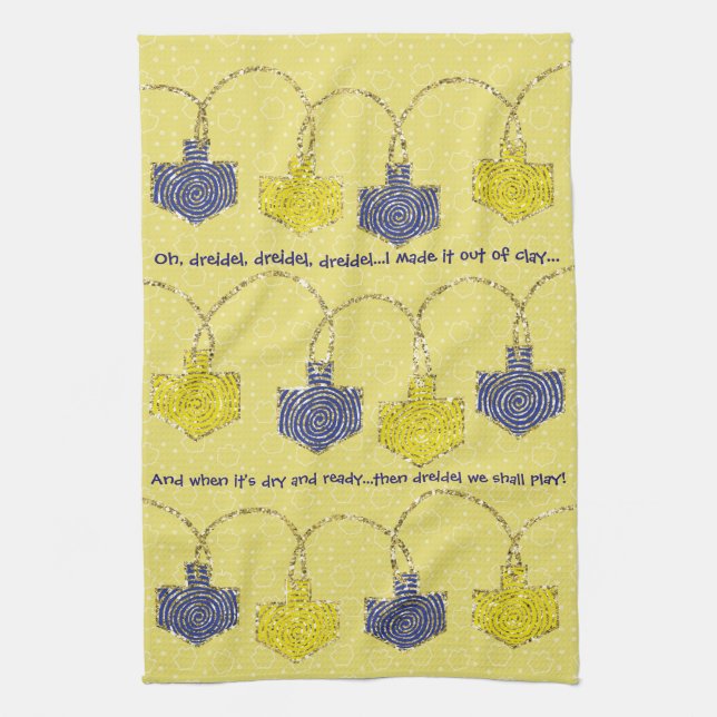 Kitchen Towel "Hanukkah/Oh Dreidel" (Vertical)