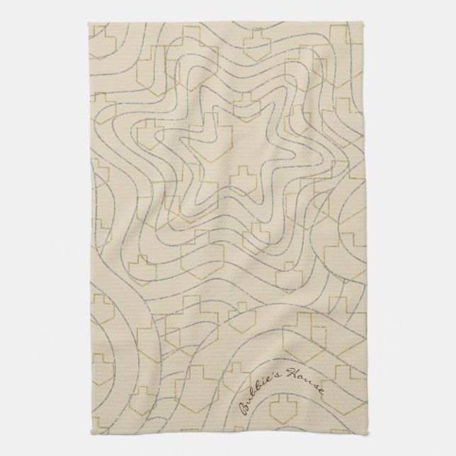 Kitchen Towel Hanukkah Stars & Dreidels Towel (Vertical)